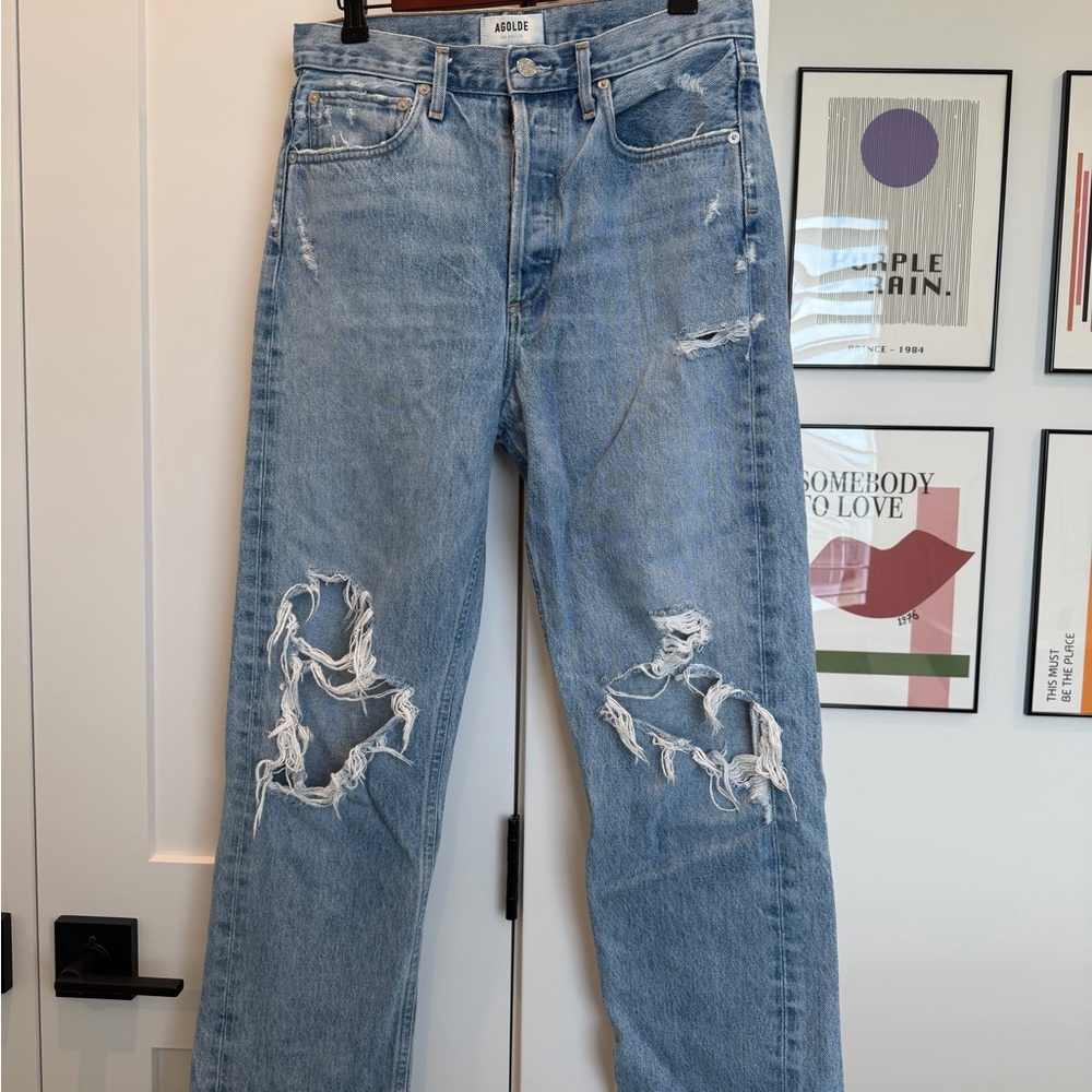 Agolde Light Blue Ripped Jeans